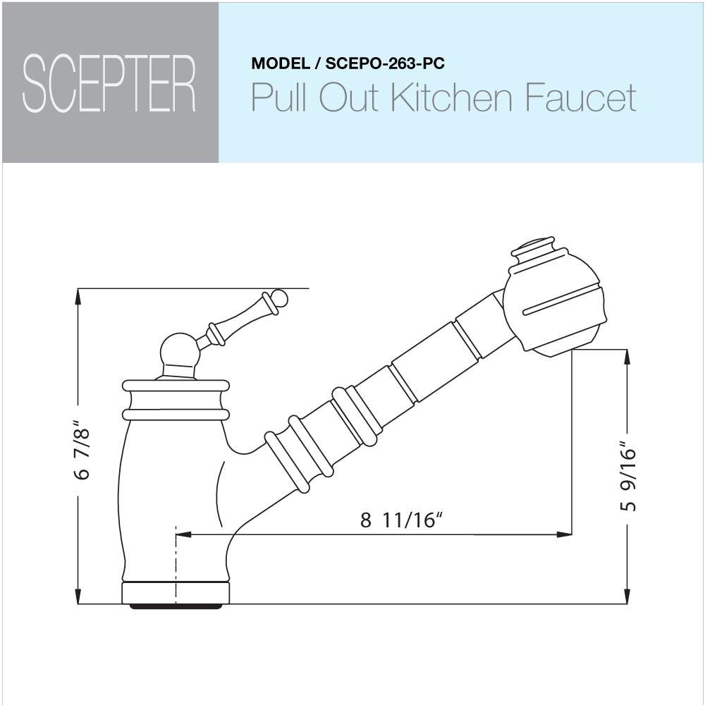 Houzer Scepter Pull Out Traditional Solid Brass Kitchen Faucet CeraDox Technology Polished Chrome, SCEPO-263-PC - The Sink Boutique