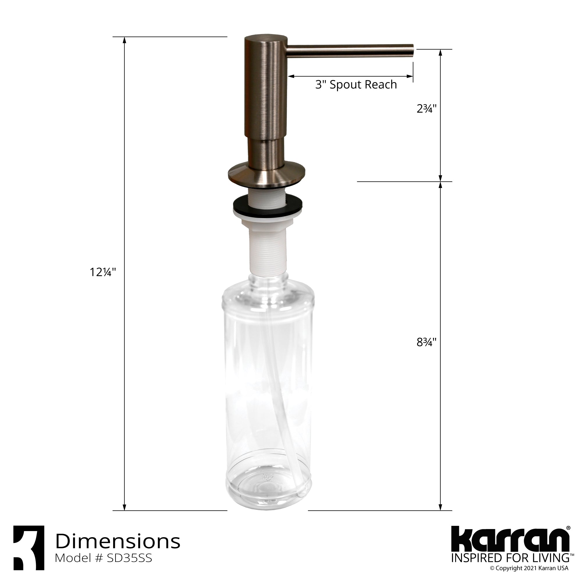 Karran SD35 Kitchen Soap/Lotion Dispenser in Stainless Steel, SD35SS