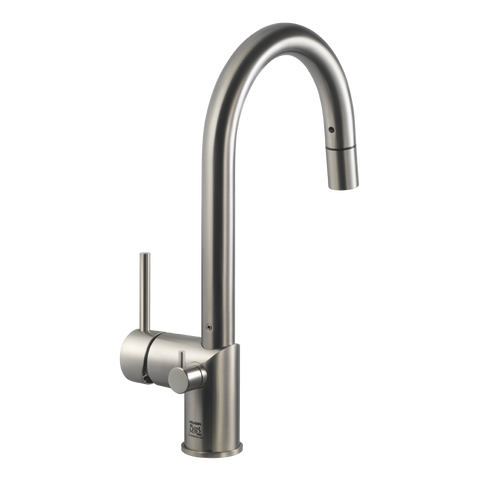 Houzer Sentinel Pull Down Kitchen Faucet Hot Water Safety Brushed Nickel, SENPD-466-BN