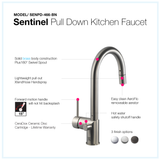 Houzer Sentinel Pull Down Kitchen Faucet Hot Water Safety Brushed Nickel, SENPD-466-BN - The Sink Boutique
