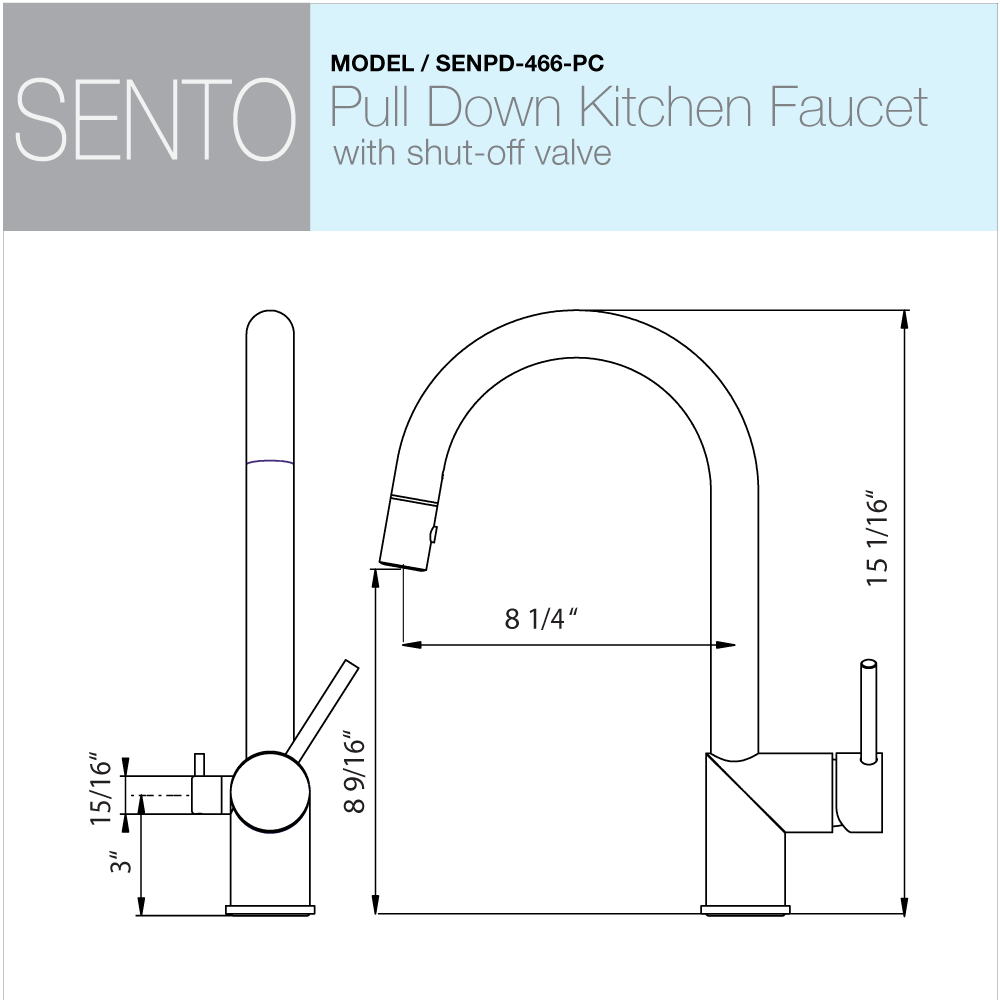 Houzer Sentinel Pull Down Kitchen Faucet with Hot Water Safety Switch Polished Chrome, SENPD-466-PC - The Sink Boutique