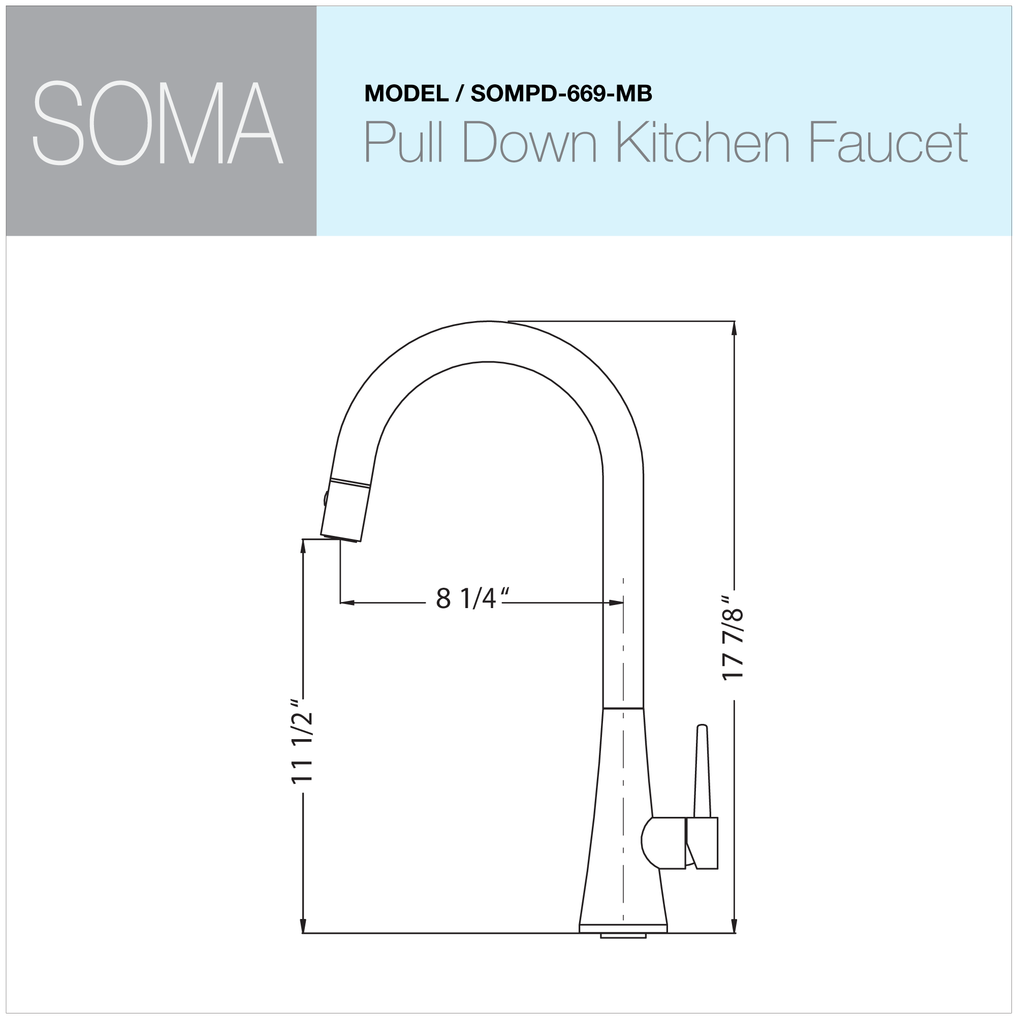 Houzer Soma 1.75 GPM Lever Brass Kitchen Faucet, Pull Down, Matte Black, SOMPD-669-MB