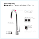 Houzer Soma Pull Down Kitchen Faucet with CeraDox Technology Polished Chrome, SOMPD-669-PC - The Sink Boutique