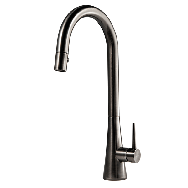 Houzer Soma 1.75 GPM Lever Brass Kitchen Faucet, Pull Down, Pewter, SOMPD-669-PW