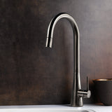 Houzer Soma 1.75 GPM Lever Brass Kitchen Faucet, Pull Down, Pewter, SOMPD-669-PW
