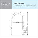 Houzer Soma 1.75 GPM Lever Brass Kitchen Faucet, Pull Down, Pewter, SOMPD-669-PW