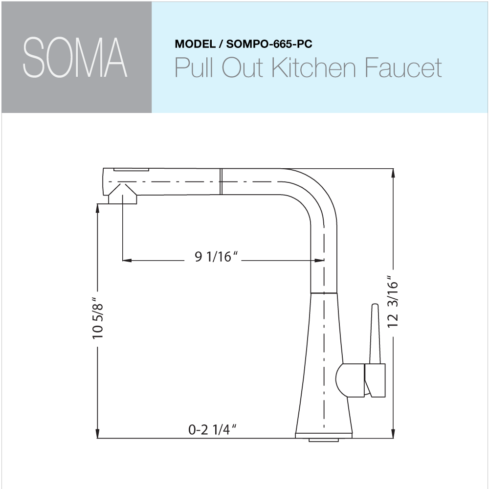 Houzer Soma Pull Out Kitchen Faucet with CeraDox Technology Polished Chrome, SOMPO-665-PC - The Sink Boutique