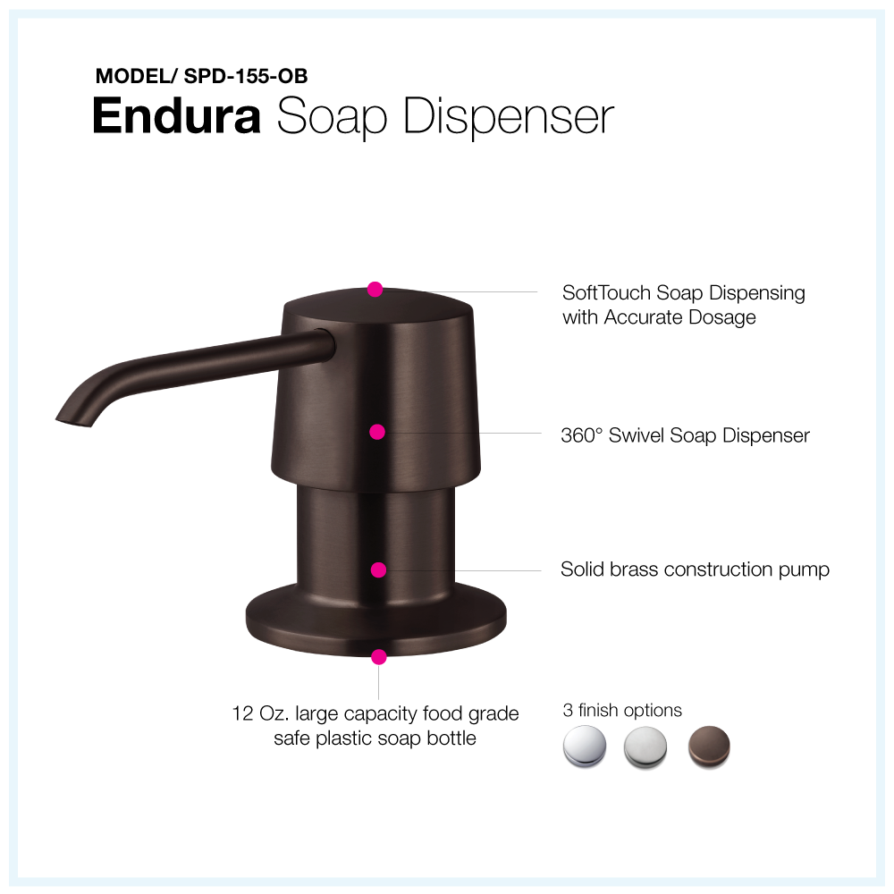 Houzer Endura Soap Dispenser Oil Rubbed Bronze, SPD-155-OB