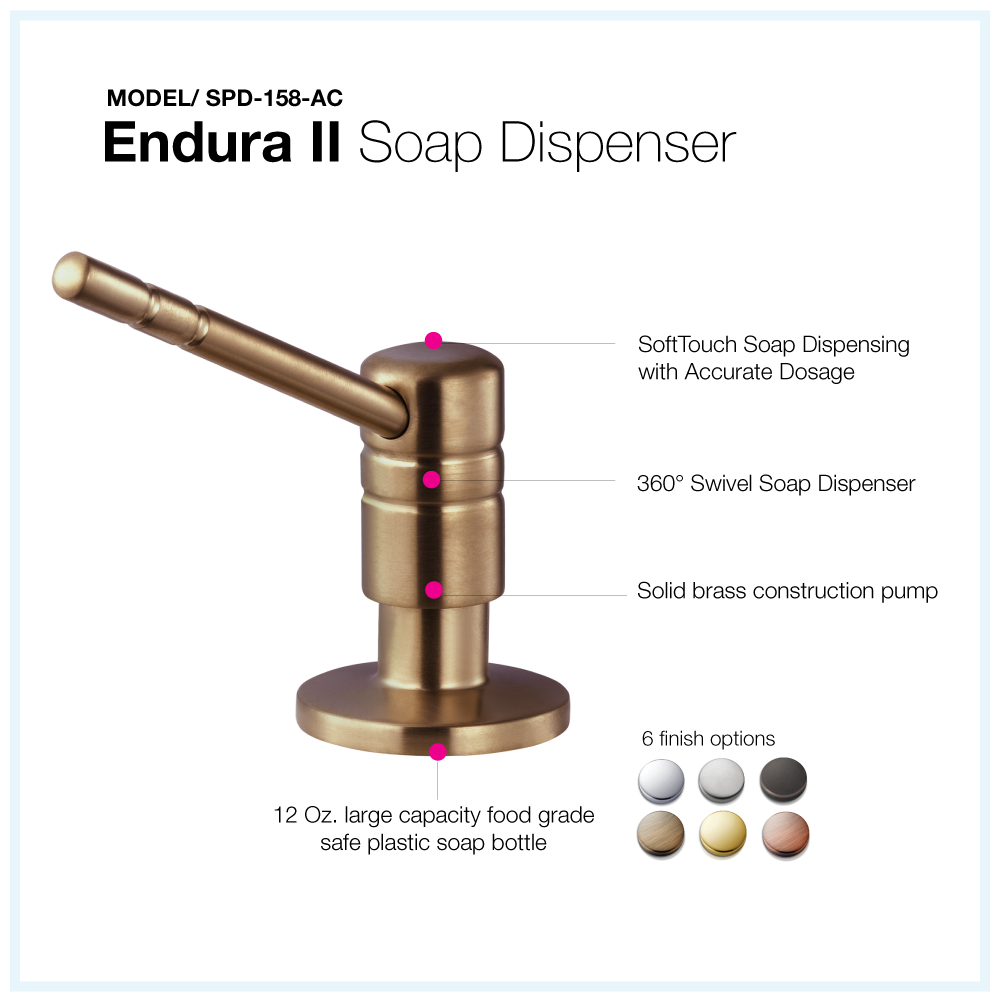 Houzer Endura II Soap Dispenser Antique Copper, SPD-158-AC - The Sink Boutique
