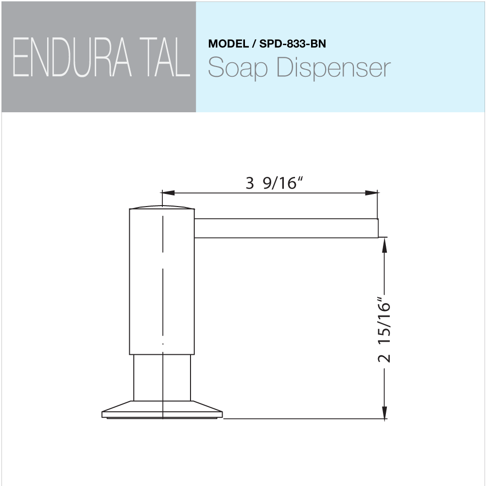Houzer Endura Tal Soap Dispenser Brushed Nickel, SPD-833-BN - The Sink Boutique