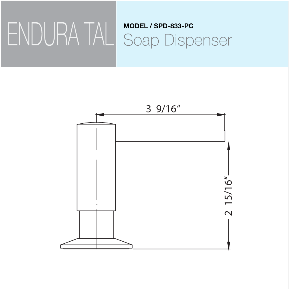 Houzer Endura Tal Soap Dispenser Polished Chrome, SPD-833-PC - The Sink Boutique