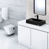 Karran Sternhagen Envy 24.25" x 17.5" Rectangular Vessel Quartz Composite ADA Bathroom Sink, Black, SQS100BL