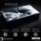 Karran Sternhagen Mirage 32.125" x 18.25" Rectangular Vessel Quartz Composite ADA Bathroom Sink, Black, SQS300BL