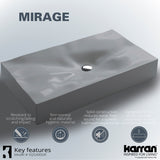 Karran Sternhagen Mirage 32.125" x 18.25" Rectangular Vessel Quartz Composite ADA Bathroom Sink, Grey, SQS300GR