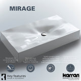 Karran Sternhagen Mirage 32.125" x 18.25" Rectangular Vessel Quartz Composite ADA Bathroom Sink, White, SQS300WH