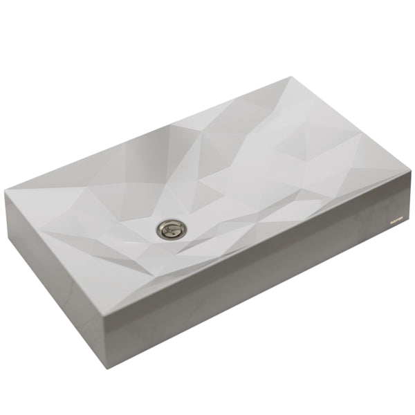 Karran Sternhagen Diamond 28.125" x 16.375" Rectangular Vessel Quartz Composite ADA Bathroom Sink, Grey, SQS400GR