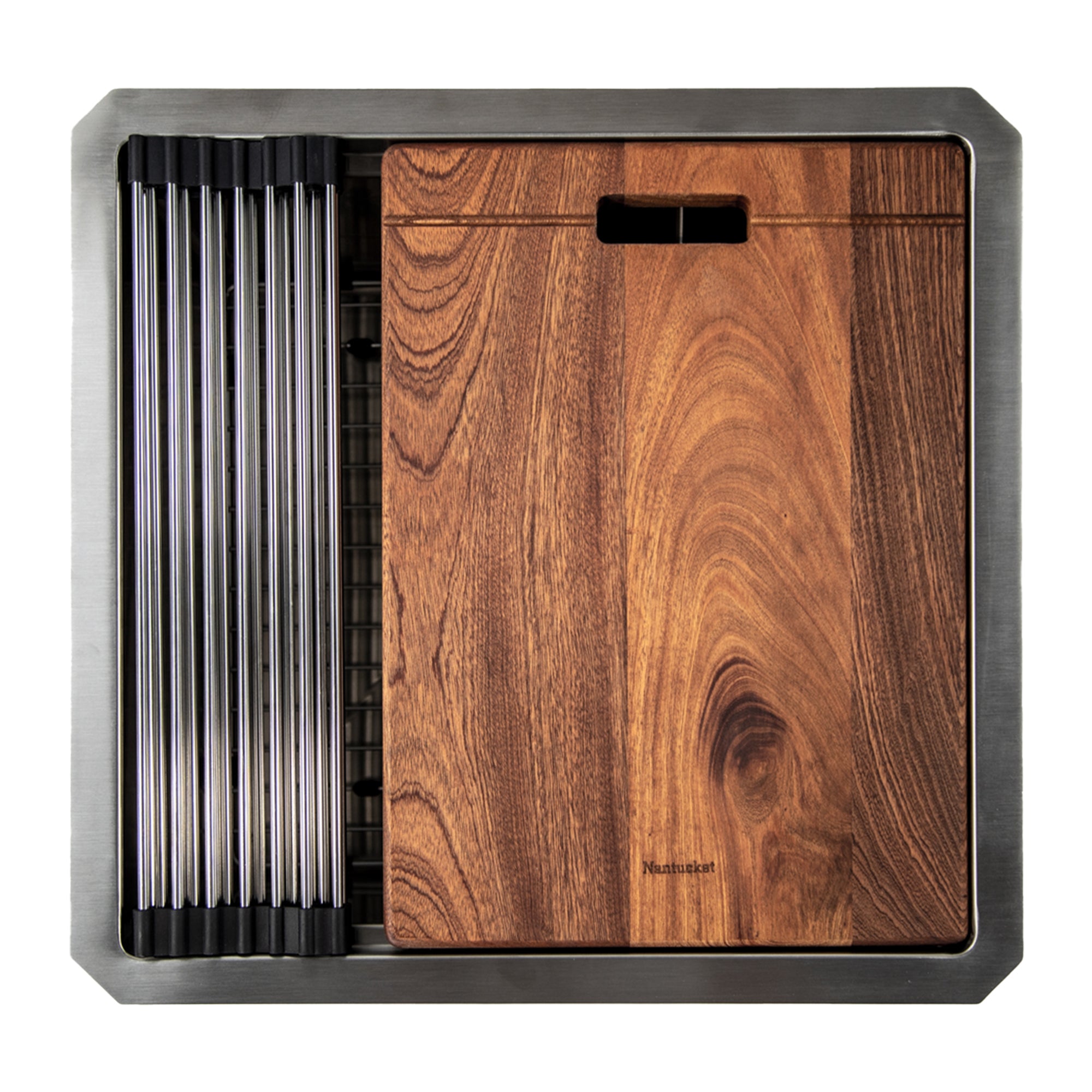Nantucket Sinks Pro Series 19" Square 304 Stainless Steel Bar/Kitchen Sink with Accessories, 16 Gauge, SR-PS-1919-16