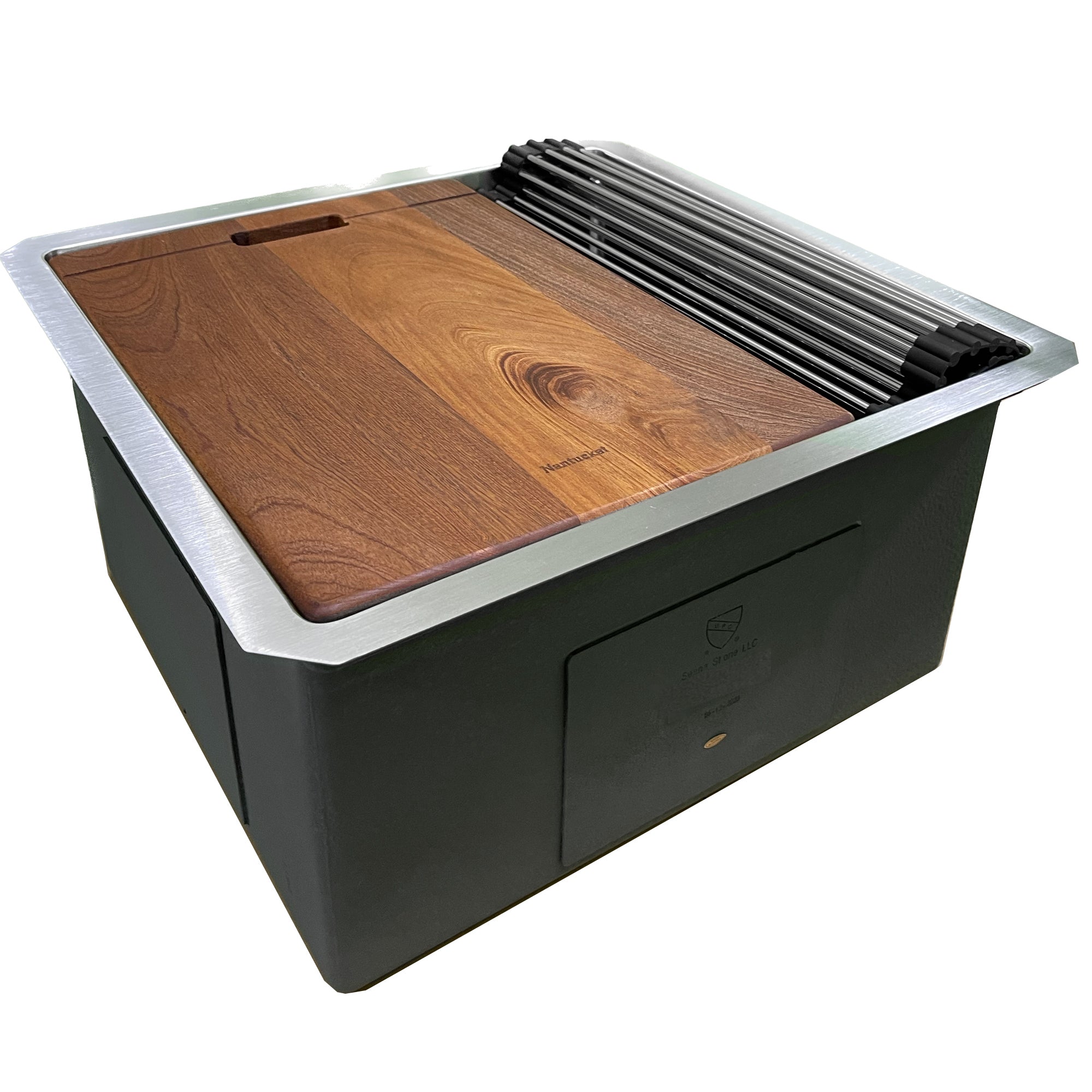 Nantucket Sinks Pro Series 19" Square 304 Stainless Steel Bar/Kitchen Sink with Accessories, 16 Gauge, SR-PS-1919-16