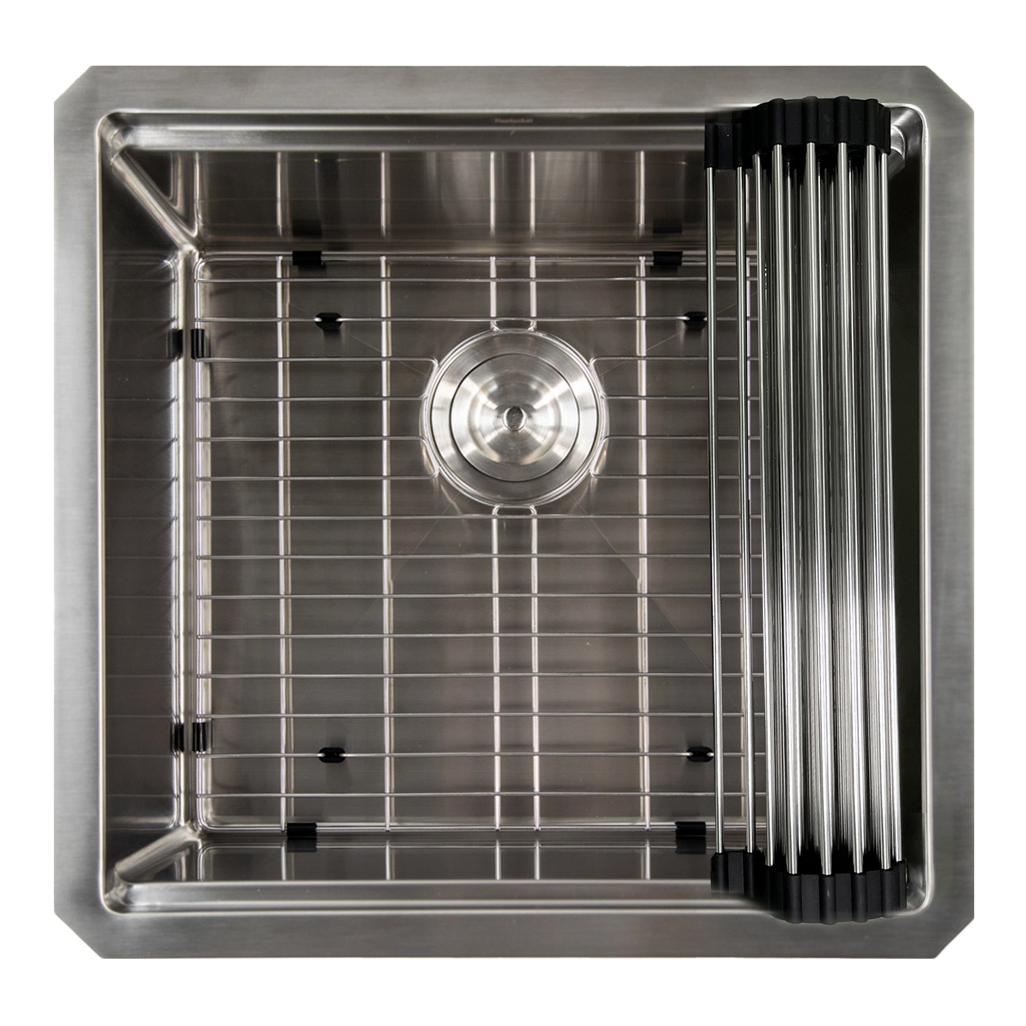 Nantucket Sinks Pro Series 19" Square 304 Stainless Steel Bar/Kitchen Sink with Accessories, 16 Gauge, SR-PS-1919-16