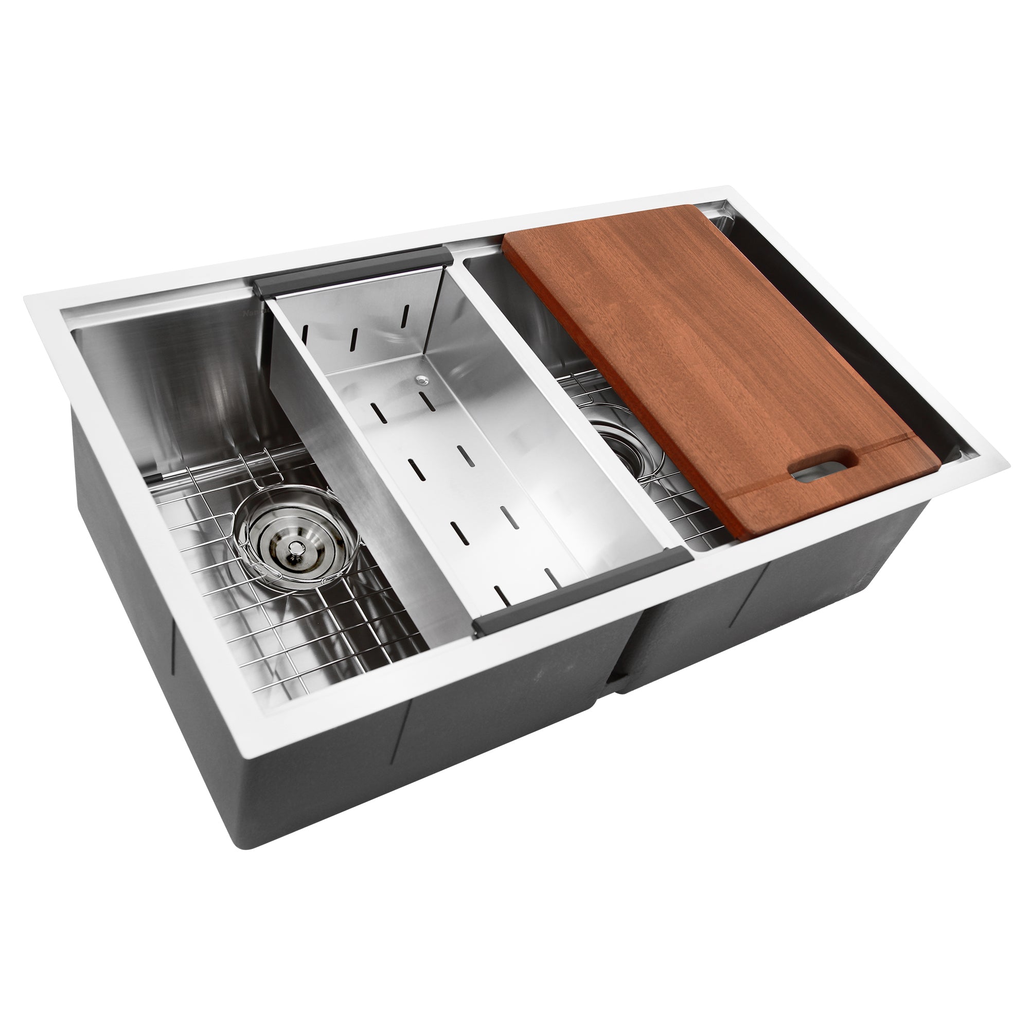 Nantucket Sinks Pro Series 32" Stainless Steel Workstation Kitchen Sink, 16 Gauge, 50/50 Double Bowl, SR-PS-3219-DE-16