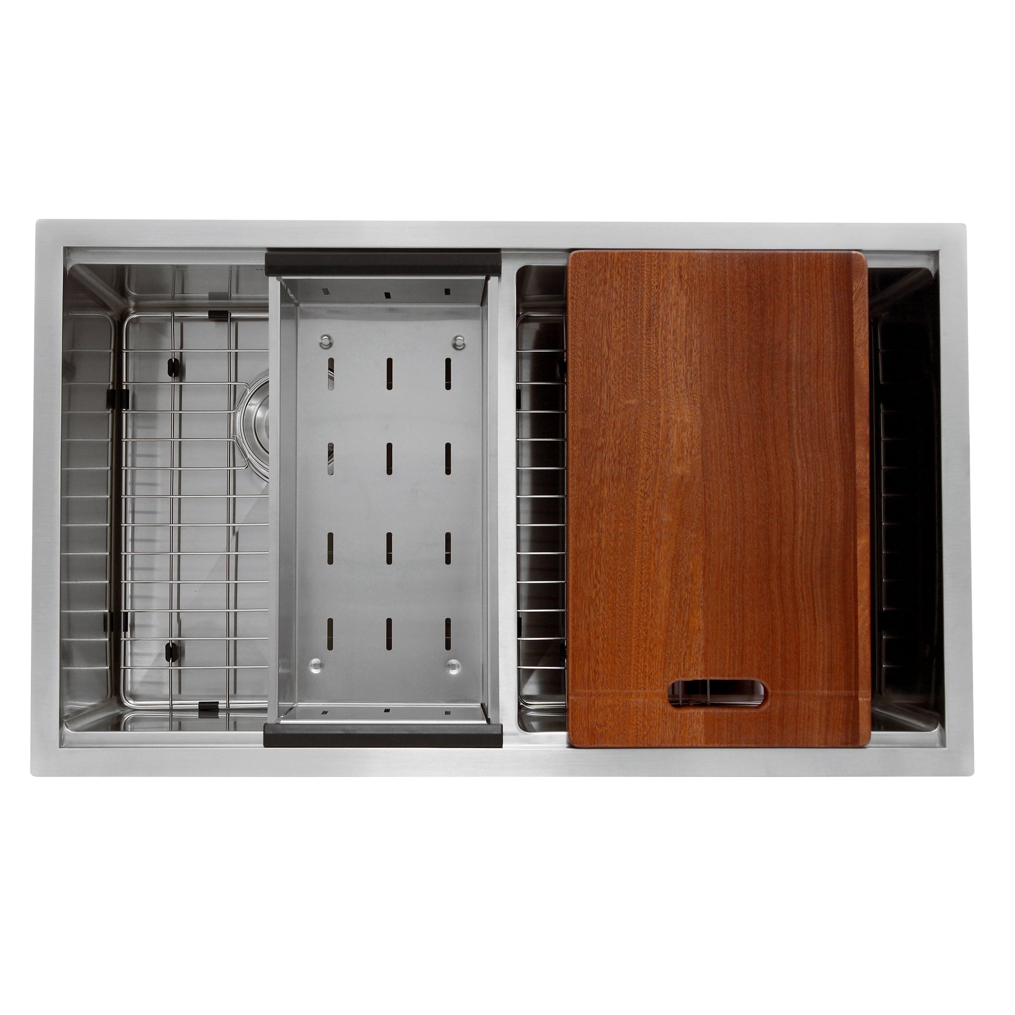 Nantucket Sinks Pro Series 32" Stainless Steel Workstation Kitchen Sink, 16 Gauge, 50/50 Double Bowl, SR-PS-3219-DE-16