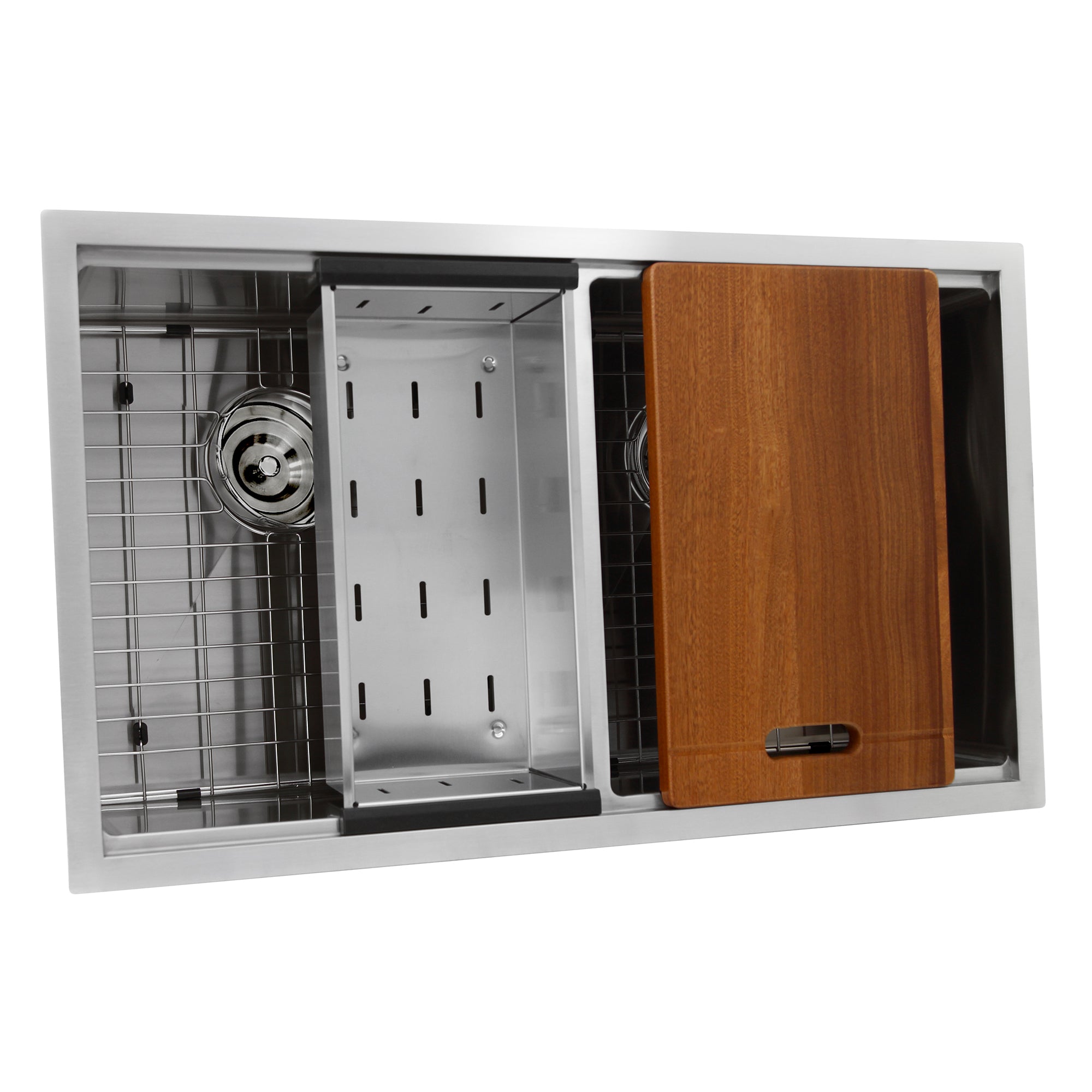 Nantucket Sinks Pro Series 32" Stainless Steel Workstation Kitchen Sink, 16 Gauge, 50/50 Double Bowl, SR-PS-3219-DE-16
