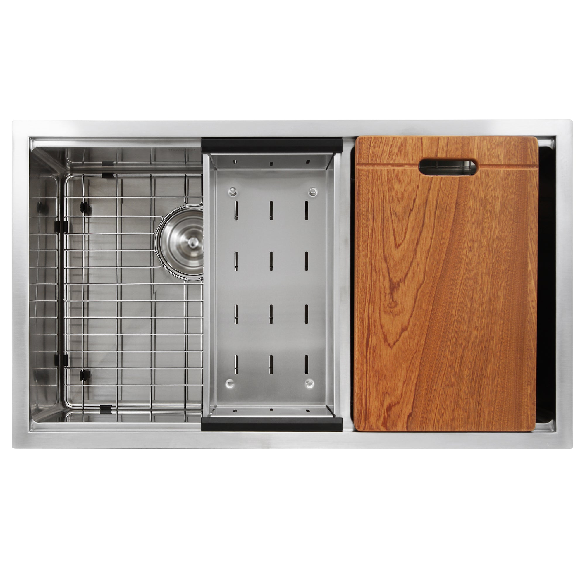 Nantucket Sinks Pro Series 32" Stainless Steel Workstation Kitchen Sink, 16 Gauge, 60/40 Double Bowl, SR-PS-3219-OS-16