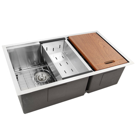 Alternate Image for Nantucket Sinks Pro Series 32' Stainless Steel Workstation Kitchen Sink, 16 Gauge, 60/40 Double Bowl, SR-PS-3219-OS-16