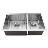 Nantucket Sinks Pro Series 32" Stainless Steel Workstation Kitchen Sink, 16 Gauge, 60/40 Double Bowl, SR-PS-3219-OS-16