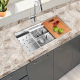 Nantucket Sinks Pro Series 28" Undermount 304 Stainless Steel Kitchen Sink with Accessories, 16 Gauge, SR-PS2-2818-16