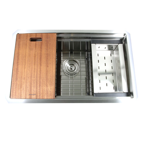 Nantucket Sinks Pro Series 28" Undermount 304 Stainless Steel Kitchen Sink with Accessories, SR-PS2-2818-16