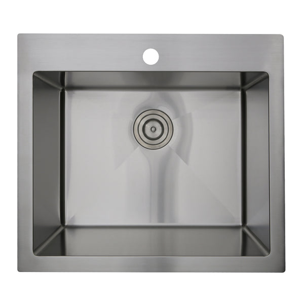 Nantucket Sinks Pro Series 25" Drop In/Topmount 304 Stainless Steel Laundry/Utility Sink with Accessories, SR2522-12-16