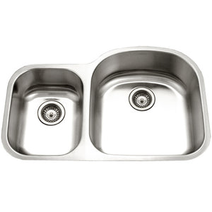 Alternate Image for Houzer 32" Stainless Steel Undermount 70/30 Double Bowl Kitchen Sink, 18 Gauge, STC-2200SL-1
