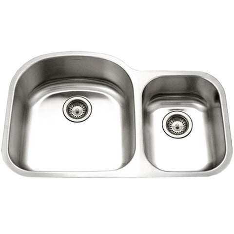 Houzer 32" Stainless Steel Undermount 70/30 Double Bowl Kitchen Sink, STC-2200SR-1