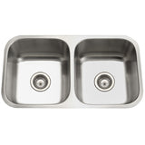 Houzer 31" Stainless Steel Undermount 50/50 Double Bowl Kitchen Sink, STD-2100-1