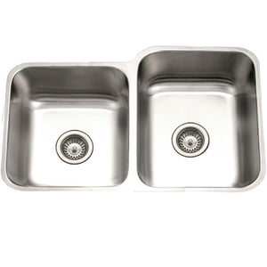 Alternate Image for Houzer 31" Stainless Steel Undermount 60/40 Double Bowl Kitchen Sink, 18 Gauge, STE-2300SL-1