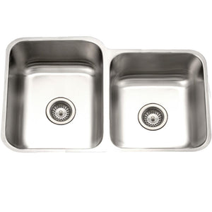 Alternate Image for Houzer 31" Stainless Steel Undermount 60/40 Double Bowl Kitchen Sink, 18 Gauge, STE-2300SR-1