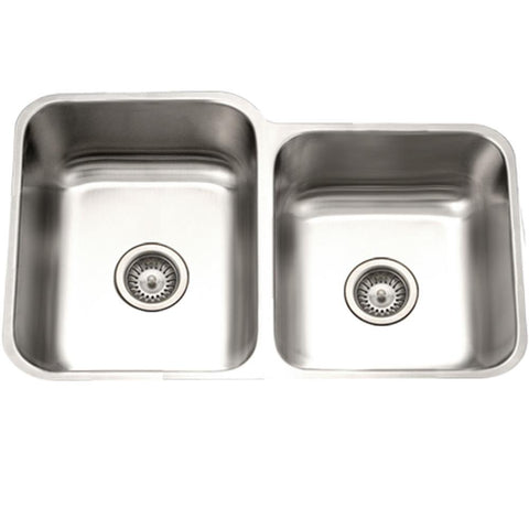 Houzer 31" Stainless Steel Undermount 60/40 Double Bowl Kitchen Sink, STE-2300SR-1
