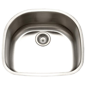Alternate Image for Houzer 23" Stainless Steel Undermount Single D Bowl Kitchen Sink, 18 Gauge, STS-1400-1