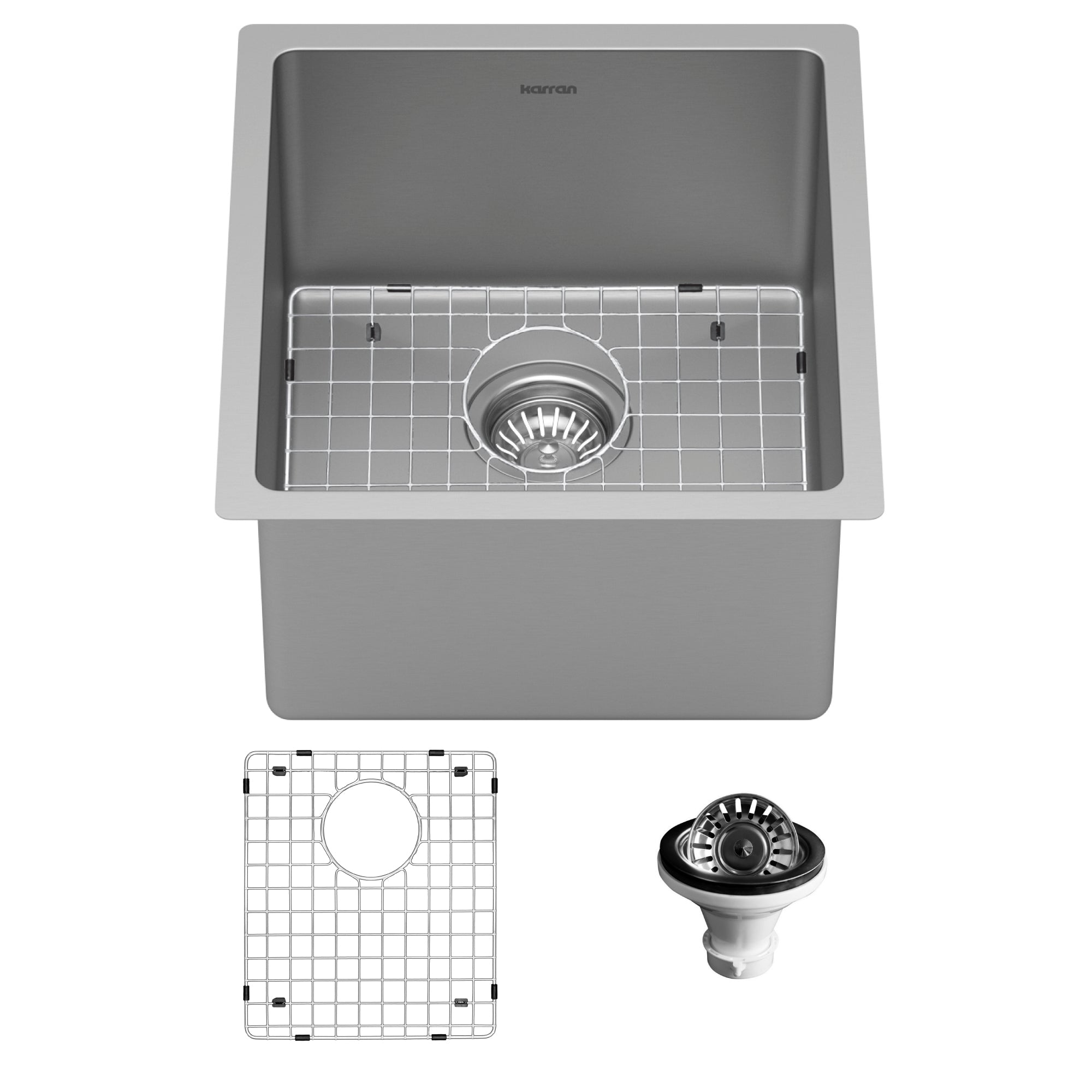 Karran Select 17" Undermount Stainless Steel Kitchen Sink with Accessories, 16 Gauge, SU71-PK1