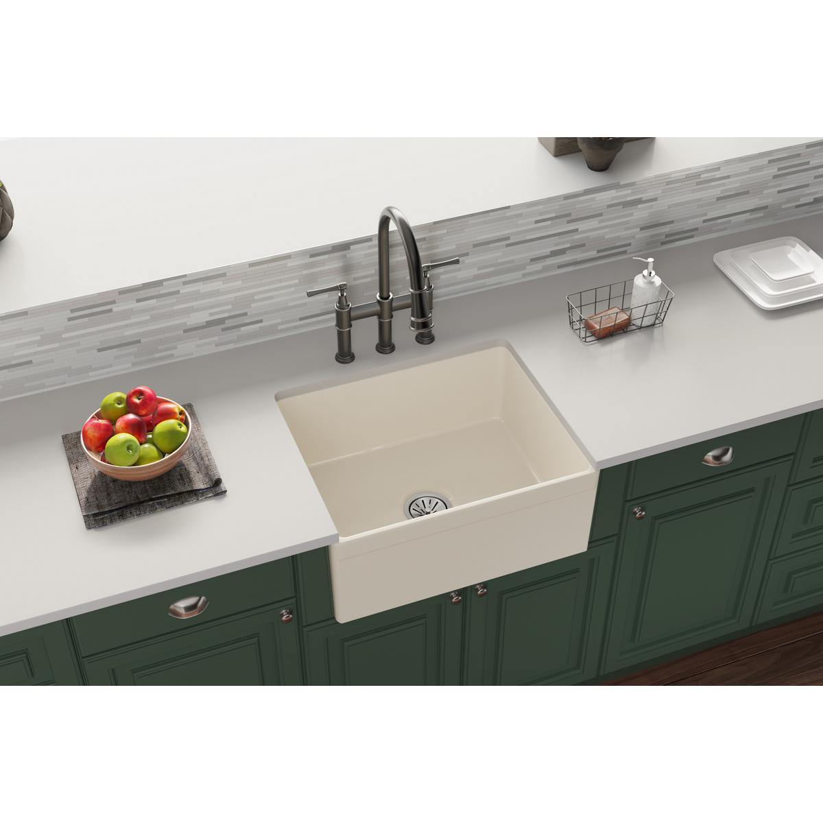 Elkay 24" Fireclay Farmhouse Kitchen Sink, Biscuit, SWUF2520BI - The Sink Boutique