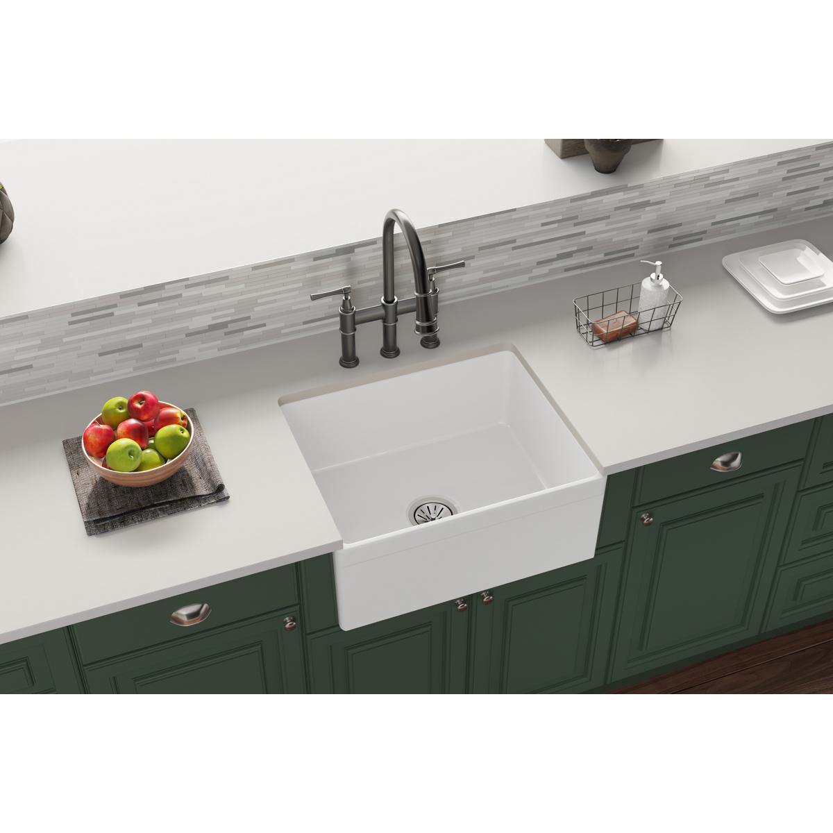 Elkay 24" Fireclay Farmhouse Kitchen Sink, White, SWUF2520WH - The Sink Boutique