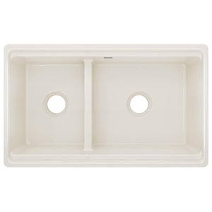 Alternate Image for Elkay 33" Fireclay Farmhouse Kitchen Sink, 40/60 Double Bowl, Biscuit, SWUF3320BI