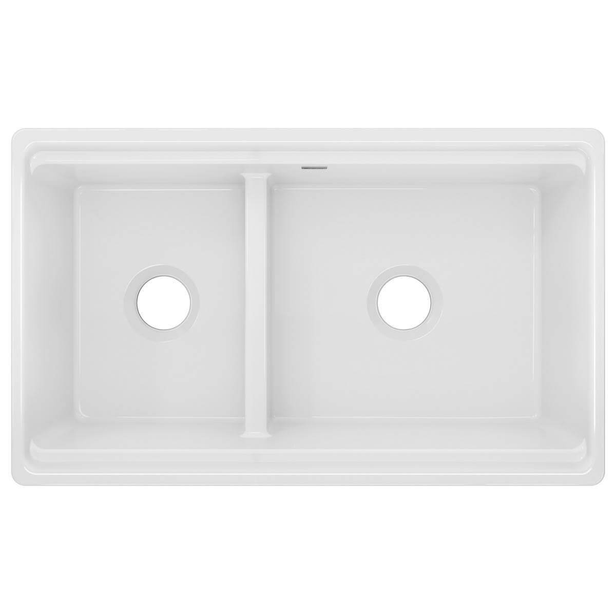 Elkay 33" Fireclay Farmhouse Kitchen Sink, 40/60 Double Bowl, White, SWUF3320WH