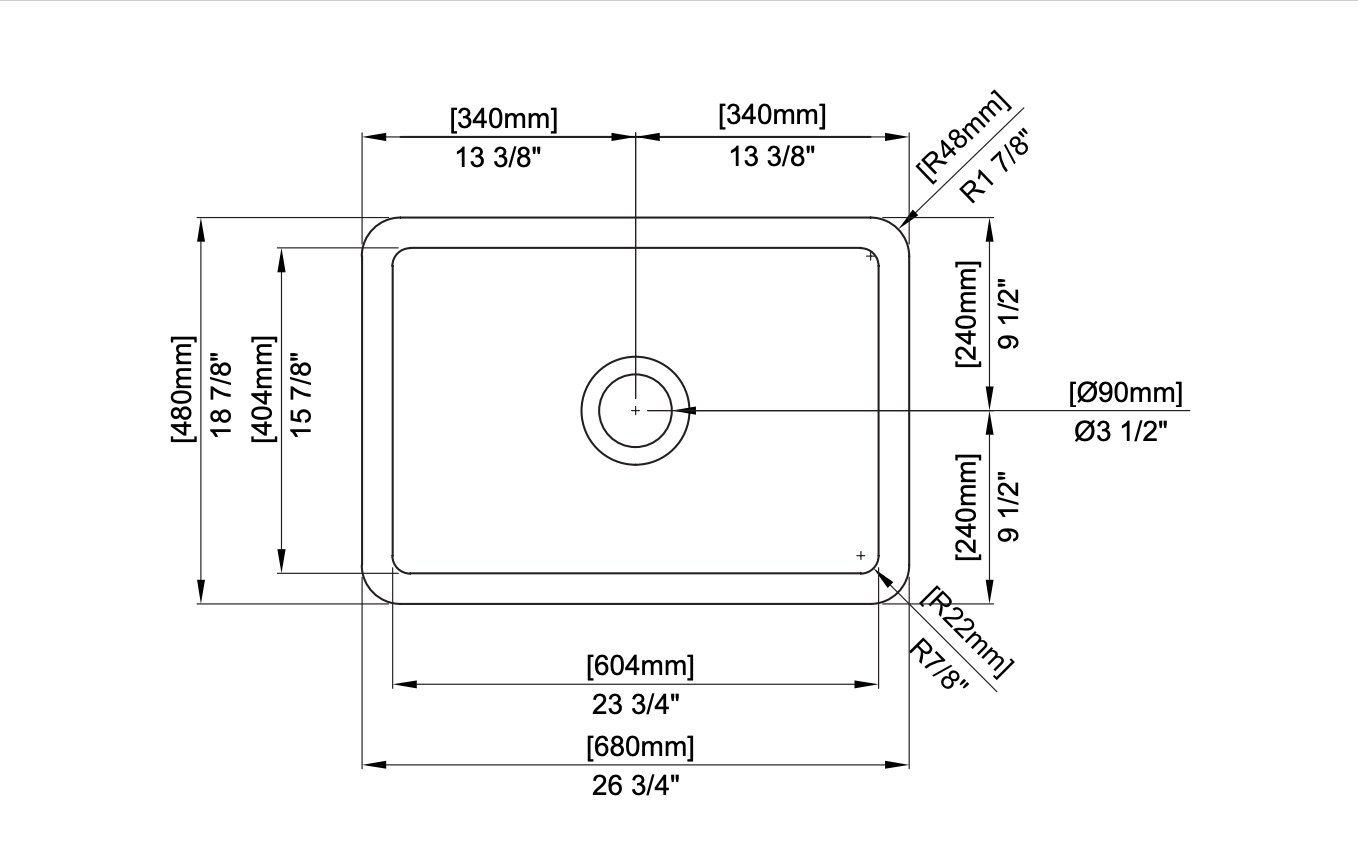 BOCCHI Sotto 27" Fireclay Dual Mount Single Bowl Kitchen Sink, Matte White, 1360-002-0120