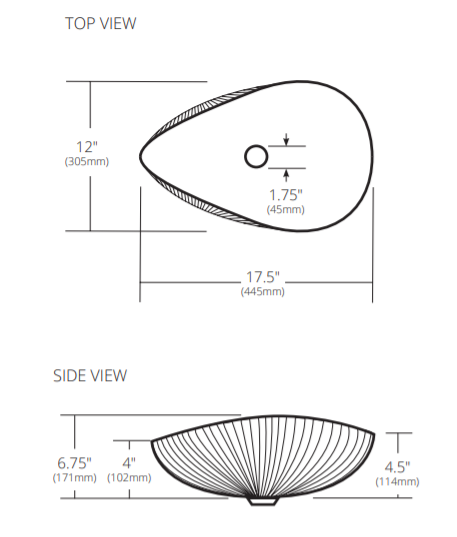 Native Trails Murano 18" Asymmetrical Shell-Shaped Glass Vessel Bathroom Sink, Abalone, MG1912-AE