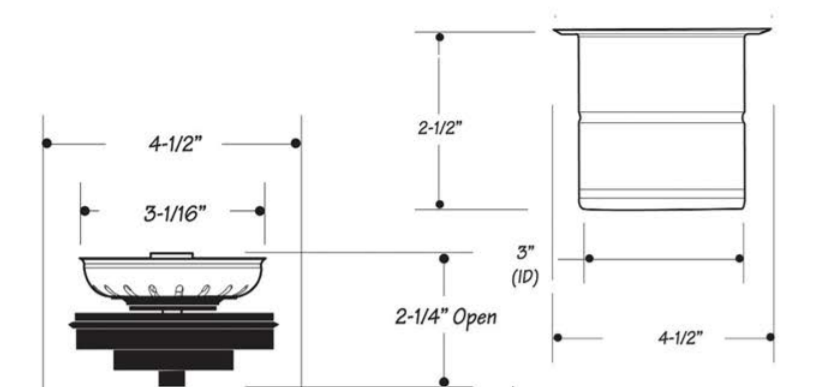 Nantucket Sink 3.5 Inch Extended Flange Disposal Kitchen Drain in Brushed Stainless 3.5EDF-BRS