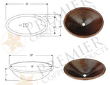 Premier Copper Products 20" Oval Copper Bathroom Sink, Oil Rubbed Bronze, LO20RDB
