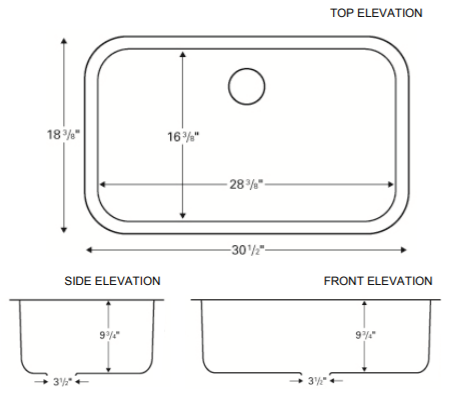 Karran 31" Undermount Stainless Steel Kitchen Sink, 18 Gauge, U-3018