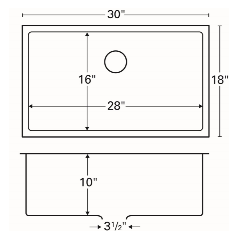 Karran 30" Undermount Stainless Steel Kitchen Sink, 16 Gauge, EL-75-PK1